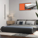 Upholstered Platform Bed Frame Low Profile Faux Leather with Curved Headboard by LJGDeals