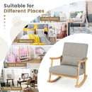 Upholstered Rocking Chair with Pillow and Rubber Wood Frame by LJGDeals