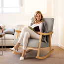 Upholstered Rocking Chair with Pillow and Rubber Wood Frame by LJGDeals