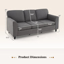 Upholstered Teddy Velvet 3-Seat Sofa with Comfy Back Pillows-Gray