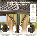 16 x 12 Feet Hardtop Gazebo Aluminum Frame Permanent Pavilion with Curtains and Netting-Coffee by LJGDeals