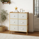 Fabric Dresser with 6 Drawers with 6 Folding Fabric Bins for Bedroom Living Room-Natural by LJGDeals