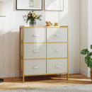 Fabric Dresser with 6 Drawers with 6 Folding Fabric Bins for Bedroom Living Room-Natural by LJGDeals