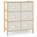 Fabric Dresser with 6 Drawers with 6 Folding Fabric Bins for Bedroom Living Room-Natural by LJGDeals