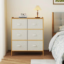 Fabric Dresser with 6 Drawers with 6 Folding Fabric Bins for Bedroom Living Room-Natural by LJGDeals