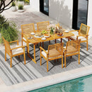Acacia Wood 7-Piece Patio Dining Set with Umbrella Hole by LJGDeals