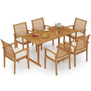 Acacia Wood 7-Piece Patio Dining Set with Umbrella Hole by LJGDeals