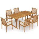Acacia Wood 7-Piece Patio Dining Set with Umbrella Hole by LJGDeals