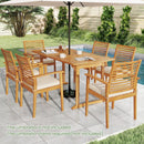 Acacia Wood 7-Piece Patio Dining Set with Umbrella Hole by LJGDeals
