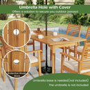 Acacia Wood 7-Piece Patio Dining Set with Umbrella Hole by LJGDeals
