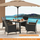 5 Pieces Patio Dining Table Set for 4 with Umbrella Hole by LJGDeals