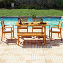 6 Pieces Outdoor Acacia Wood Dining Set with Umbrella Hole by LJGDeals