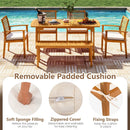 6 Pieces Outdoor Acacia Wood Dining Set with Umbrella Hole by LJGDeals
