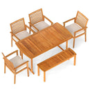 6 Pieces Outdoor Acacia Wood Dining Set with Umbrella Hole by LJGDeals