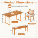 6 Pieces Outdoor Acacia Wood Dining Set with Umbrella Hole by LJGDeals