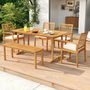 6 Pieces Outdoor Acacia Wood Dining Set with Umbrella Hole by LJGDeals
