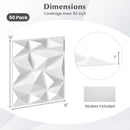 50-Pack 3D Wall Panels PVC Interior Wall Decoration with Diamond Accent-White by LJGDeals