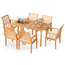 7 Pieces Acacia Wood Patio Dining Set with 1.97 Inch Umbrella Hole and Padded Cushions