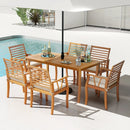 7 Pieces Acacia Wood Patio Dining Set with 1.97 Inch Umbrella Hole and Padded Cushions by LJGDeals