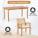 7 Pieces Acacia Wood Patio Dining Set with 1.97 Inch Umbrella Hole and Padded Cushions by LJGDeals