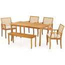 Acacia Wood Outdoor Table and Bench Chairs Set with 1.97 Inch Umbrella Hole by LJGDeals