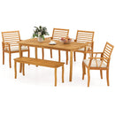 Acacia Wood Outdoor Table and Bench Chairs Set with 1.97 Inch Umbrella Hole by DirectDeals