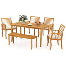 Acacia Wood Outdoor Table and Bench Chairs Set with 1.97 Inch Umbrella Hole by LJGDeals