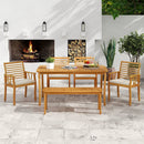 Acacia Wood Outdoor Table and Bench Chairs Set with 1.97 Inch Umbrella Hole by LJGDeals