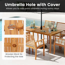 Acacia Wood Outdoor Table and Bench Chairs Set with 1.97 Inch Umbrella Hole by DirectDeals