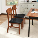 Dining Chairs Set of 2 with Rubber Wood Legs and Faux Leather Upholstered Seat-Black by LJGDeals