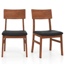 Dining Chairs Set of 2 with Rubber Wood Legs and Faux Leather Upholstered Seat-Black by LJGDeals