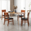 Dining Chairs Set of 2 with Rubber Wood Legs and Faux Leather Upholstered Seat-Black