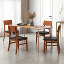 Dining Chairs Set of 2 with Rubber Wood Legs and Faux Leather Upholstered Seat-Black by LJGDeals