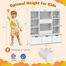 47" Children Bookcase Toy Storage Organizer Versatile Storage Cabinet-White by LJGDeals