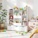 47" Children Bookcase Toy Storage Organizer Versatile Storage Cabinet-White by LJGDeals