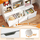 47" Children Bookcase Toy Storage Organizer Versatile Storage Cabinet-White