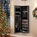 Jewelry Cabinet Wall or Door Mounted Jewelry Armoire with Full-Length Mirror-Black by LJGDeals