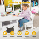Kids Table and Chairs Set 3 Pieces Wooden Children Furniture with Cat House-White by LJGDeals