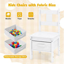 Kids Table and Chairs Set 3 Pieces Wooden Children Furniture with Cat House-White by LJGDeals