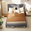 Twin/Full/Queen Size Bed Frame Modern Platform Bed with Linen Fabric Upholstered Headboard by LJGDeals