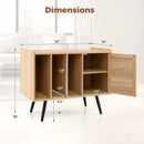 Record Player Stand with Charging Station and Rattan Cabinet for Living Room-Natural by LJGDeals