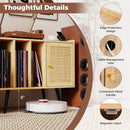 Record Player Stand with Charging Station and Rattan Cabinet for Living Room-Natural by LJGDeals