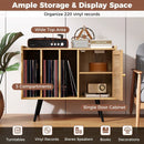 Record Player Stand with Charging Station and Rattan Cabinet for Living Room-Natural by LJGDeals