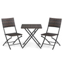 3 Piece Rattan Bistro Set Outdoor Folding Dining Table and Chairs with Wicker Seat by LJGDeals