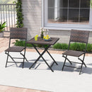 3 Piece Rattan Bistro Set Outdoor Folding Dining Table and Chairs with Wicker Seat by LJGDeals