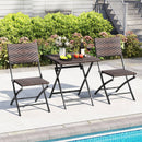 3 Piece Rattan Bistro Set Outdoor Folding Dining Table and Chairs with Wicker Seat by LJGDeals