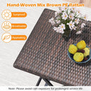 3 Piece Rattan Bistro Set Outdoor Folding Dining Table and Chairs with Wicker Seat by LJGDeals