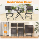 3 Piece Rattan Bistro Set Outdoor Folding Dining Table and Chairs with Wicker Seat by LJGDeals