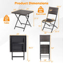 3 Piece Rattan Bistro Set Outdoor Folding Dining Table and Chairs with Wicker Seat by LJGDeals