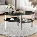 Modern Accent Chair & Tempered Glass Oval Side Coffee Table Set by LJGDeals
